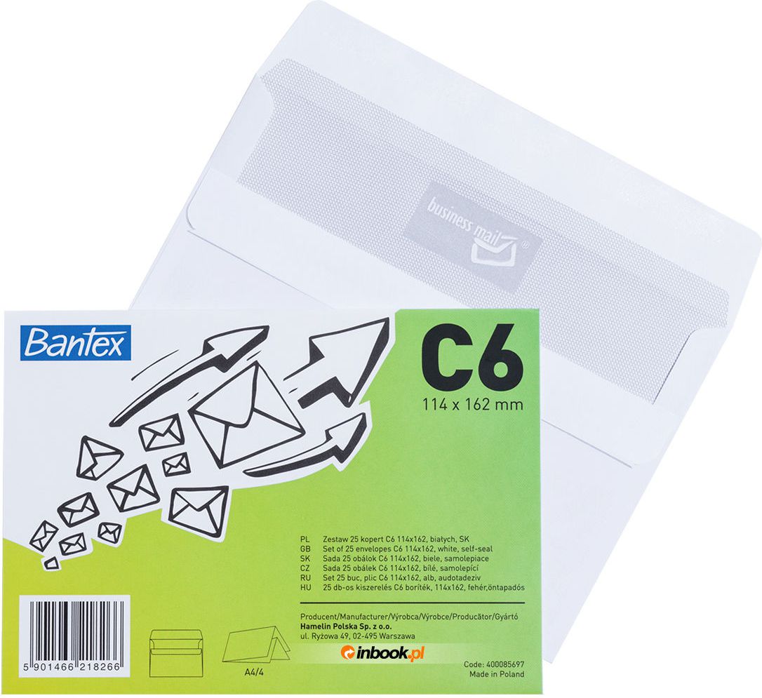 Bantex KOPERTA C-6 SK BIAŁA OPAK. 25 SZT. ( 400085697)