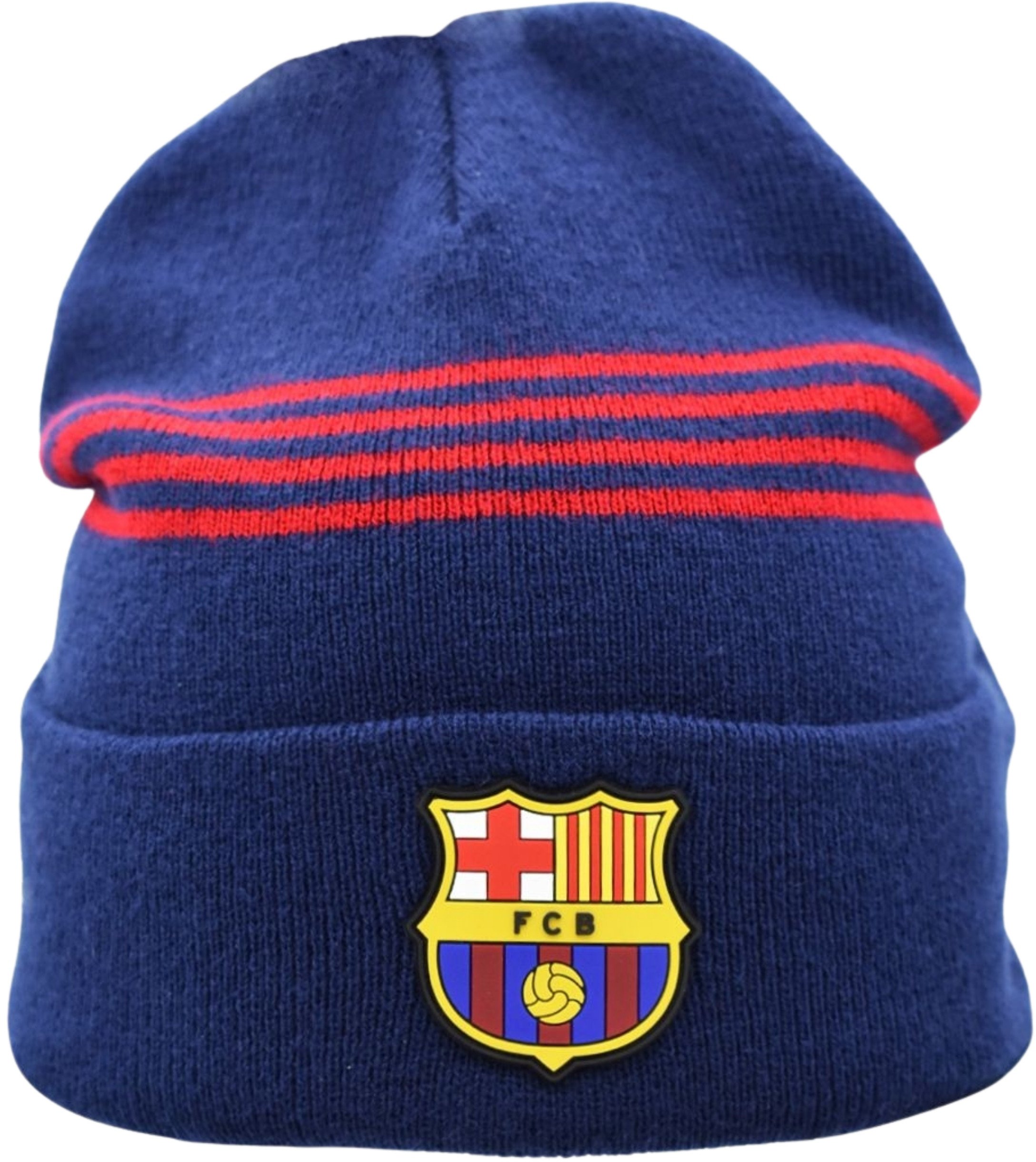 Czapka Zimowa Dziecięca 52/54 FC Barcelona Herb Logo Granatowa Paski Akryl