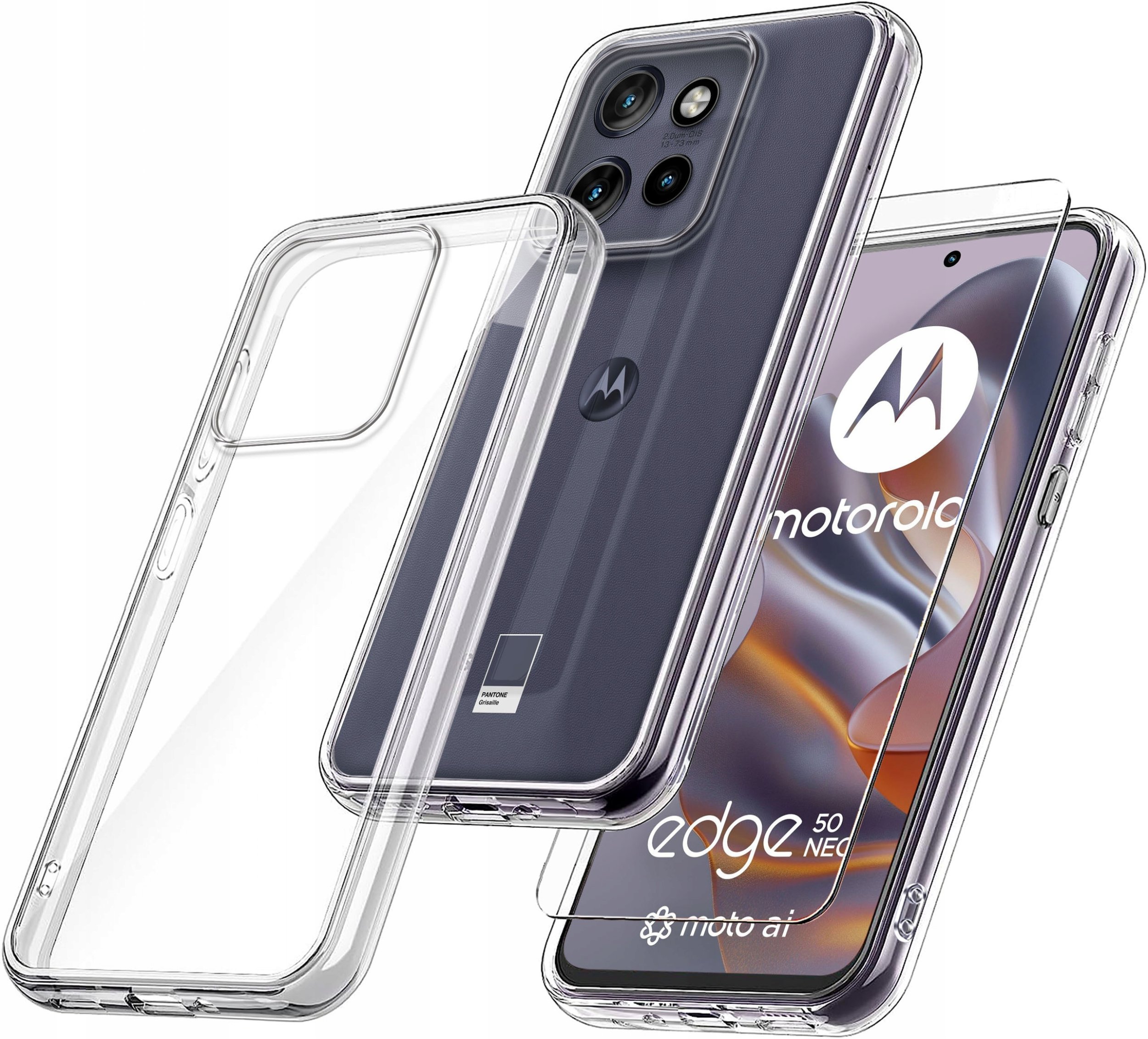 Etui do Motorola EDGE 50 Neo WZMACNIANE SILIKONOWE PRZEZROCZYSTE + Szkło 9H