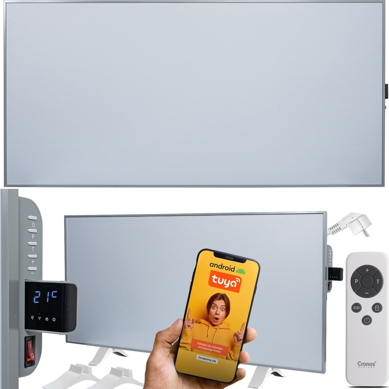 Grzejnik Cronos Panel grzewczy IR CRONOS Synthelith PRO CRP-770TWP Full Grey