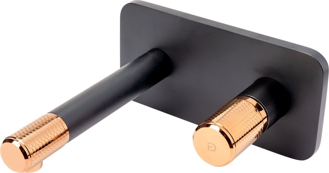 Bateria umywalkowa FDesign Ardesia podtynkowa czarny mat + różówe złoto (FD1-ARD-3PA-25)