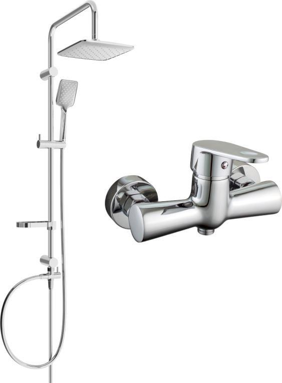 Zestaw prysznicowy Mexen Mexen Sven zestaw prysznicowy natynkowy z deszczownicą i baterią prysznicową Kama, chrom - 72540262-00