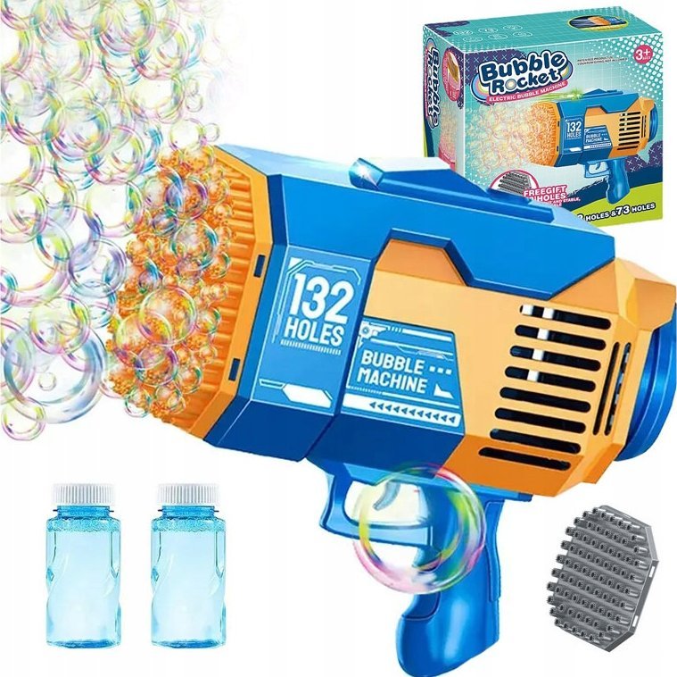 Pistolet Do Baniek Mydlanych Podświetlany Automat Na Bańki + 2 Szt Nakładek