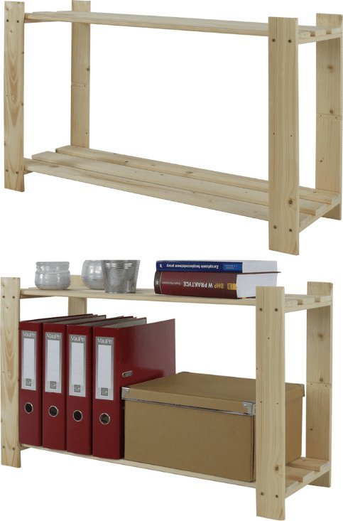 Wamar-Sosenka Regał na książki drewniany B06R 50x90x28 2 półki Naturalny