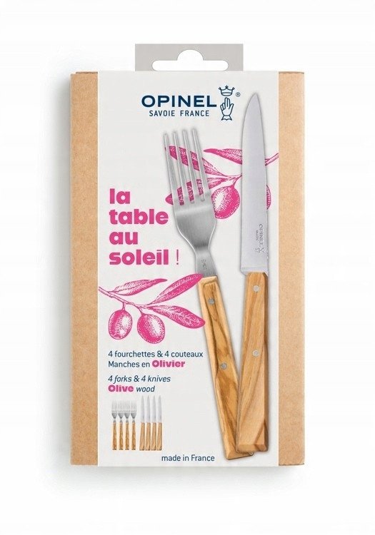 Opinel Zestaw 4 noży i 4 widelców Olive 003209
