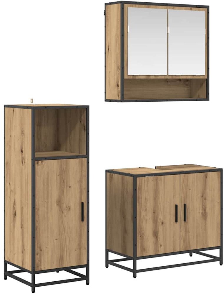 vidaXL Zestaw mebli łazienkowych z półką 3 pcs Dąb rzemieślniczy