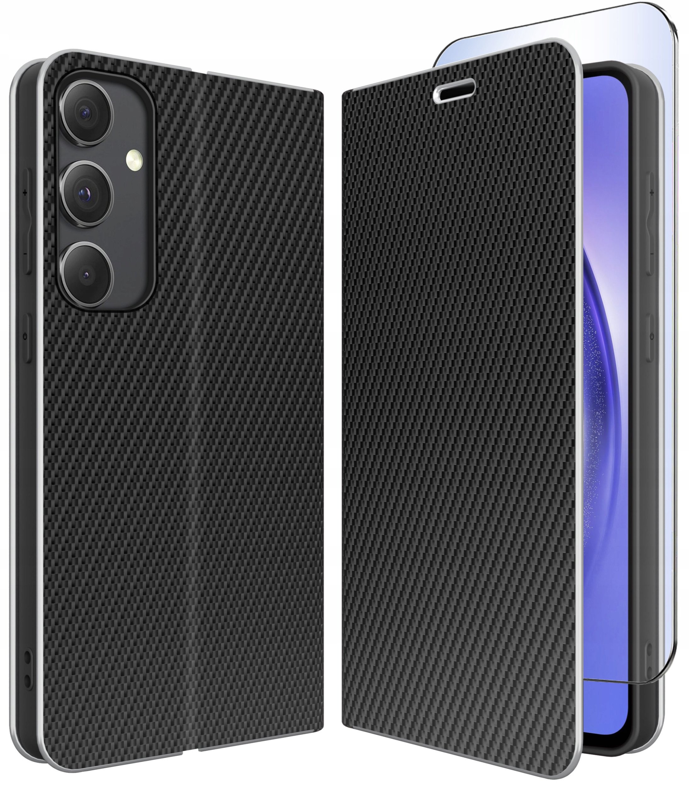 ETUI do Samsung S24 FE | CARBON PORTFEL BOOK TOKRA CASE CLASSIC + SZKŁO