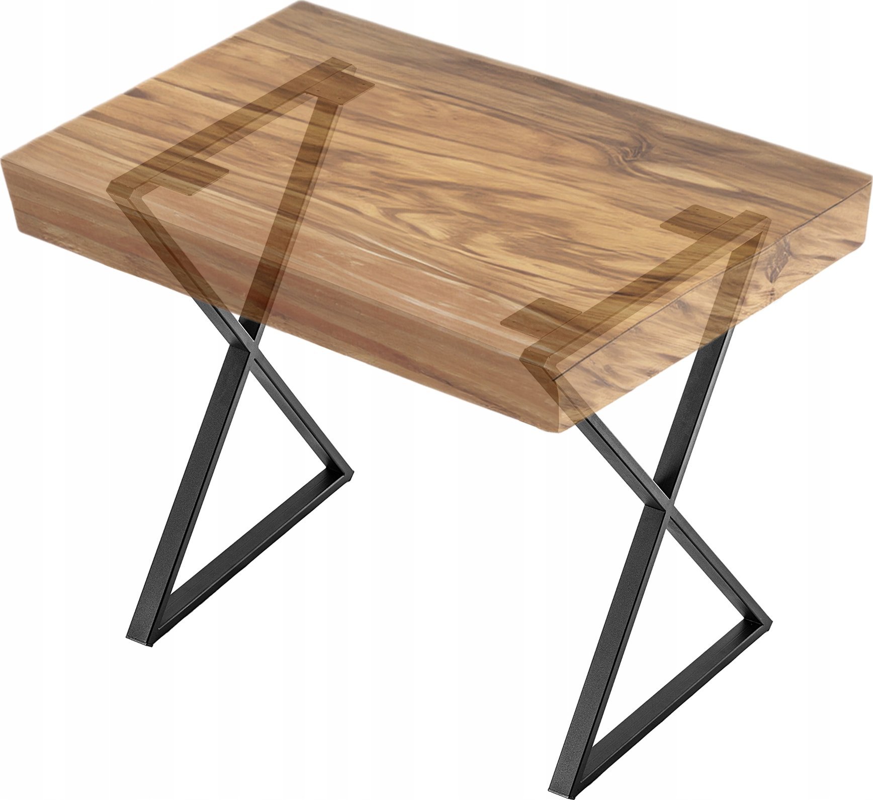 Kadax 2x Kadax Nogi Do Stołu Metalowe Biurko Loft "X" Czarne Industrial 60X77 cm