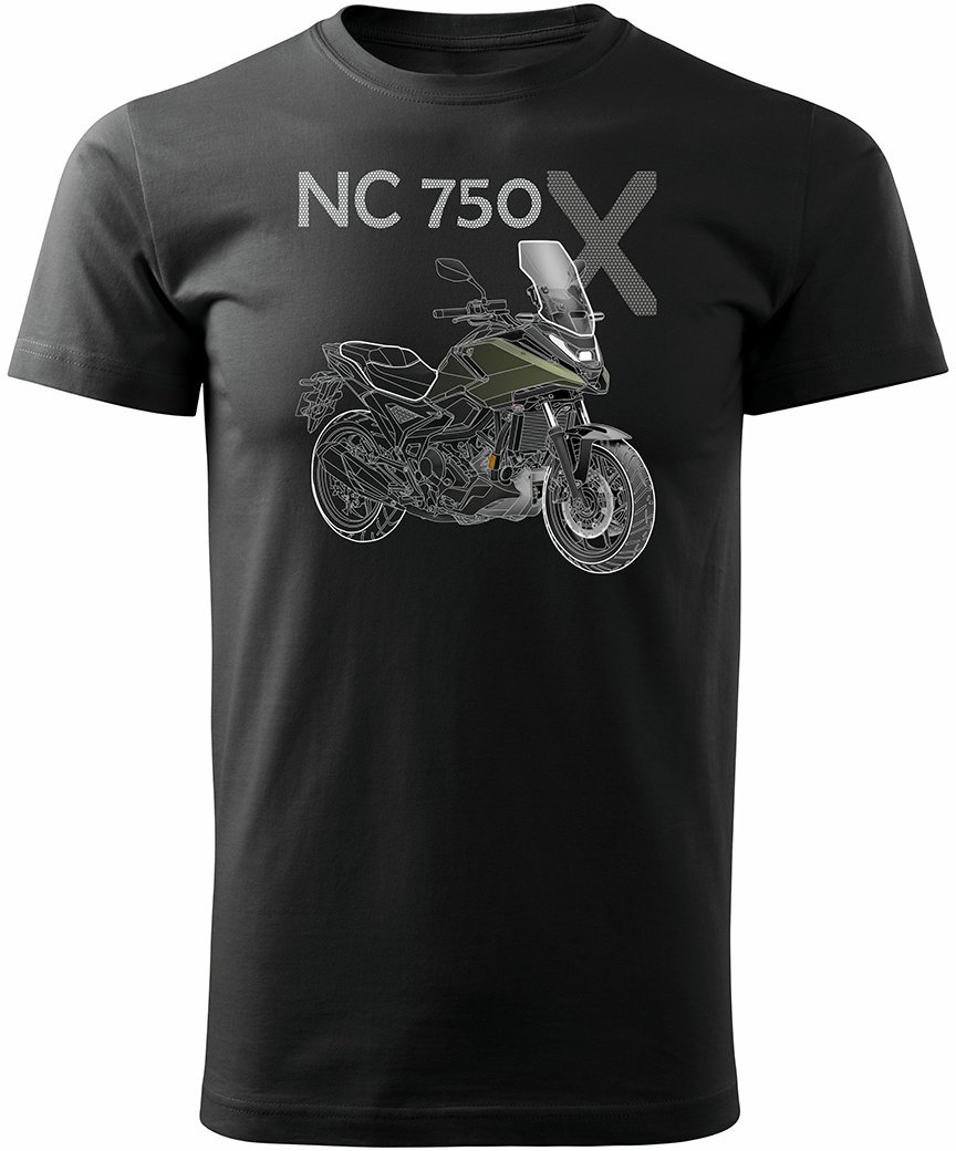 Koszulka z motocyklem na motor Honda NC 750 X NC750X 2025 męska czarna REGULAR S