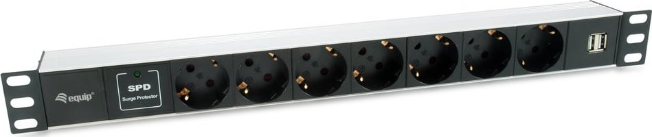 Triton Equip 333315 rozdzielacz zasilania PDU 7 x gniazdo sieciowe 1U Czarny, Srebrny