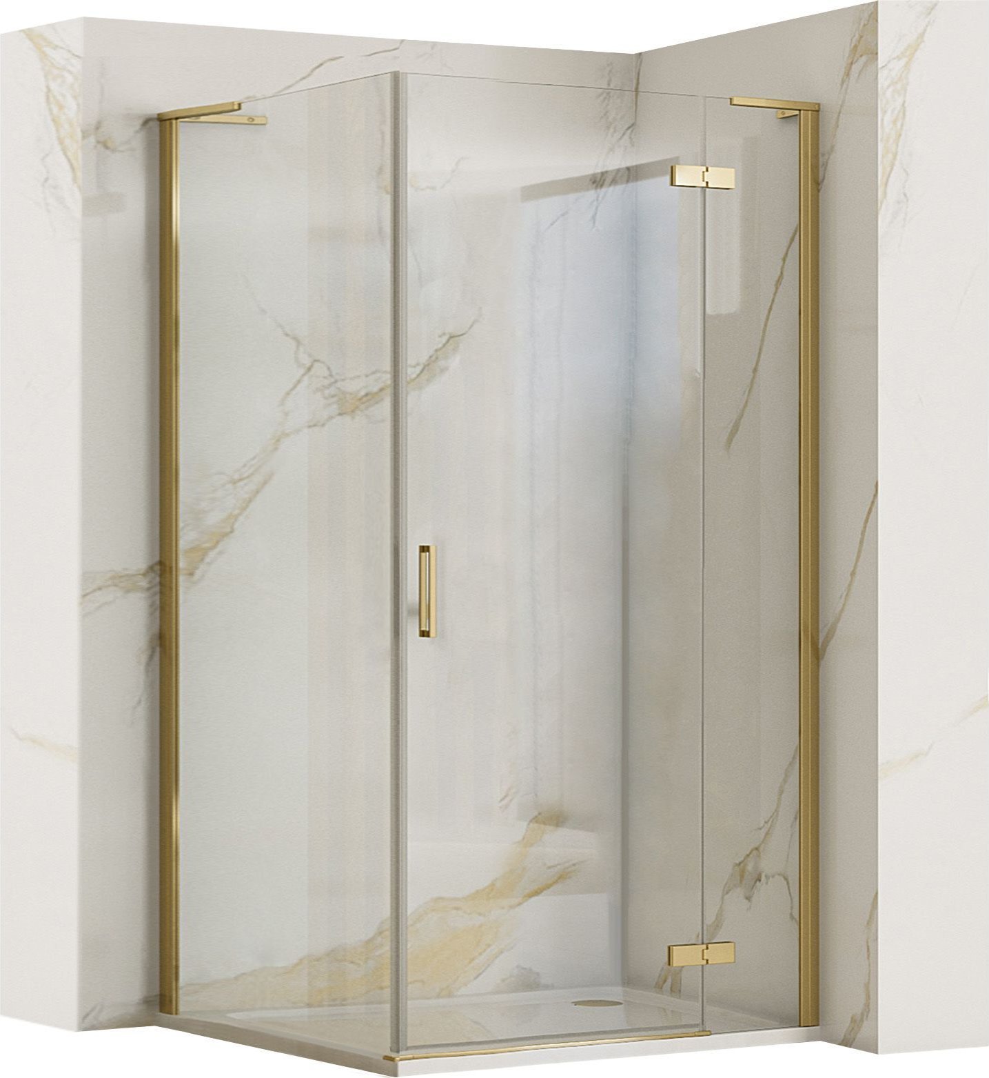 Rea Kabina Prysznicowa REA Hugo 100x90 Złota Szczotkowana