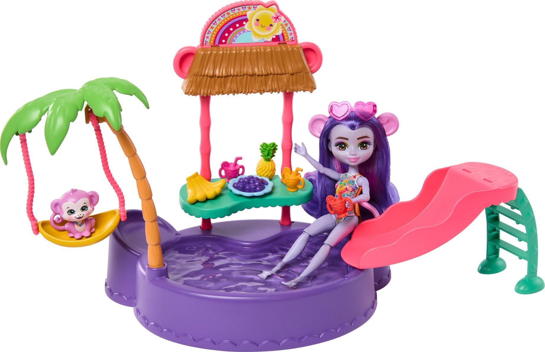 Mattel Zestaw Enchantimals Tropikalny basen + lalka Małpka