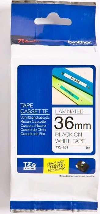 Brother TZe-261 taśmy do etykietowania Czarny na białym