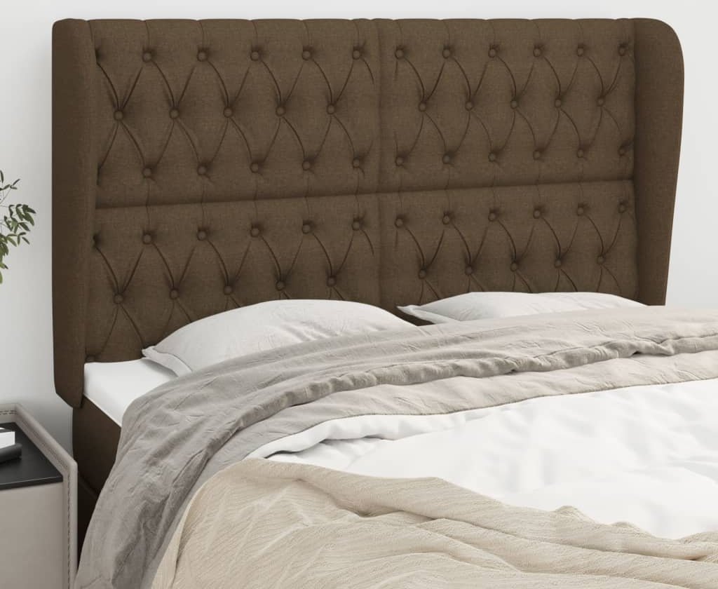 vidaXL vidaXL Zagłówek uszak, ciemnobrązowy, 163x23x118/128 cm, tkanina