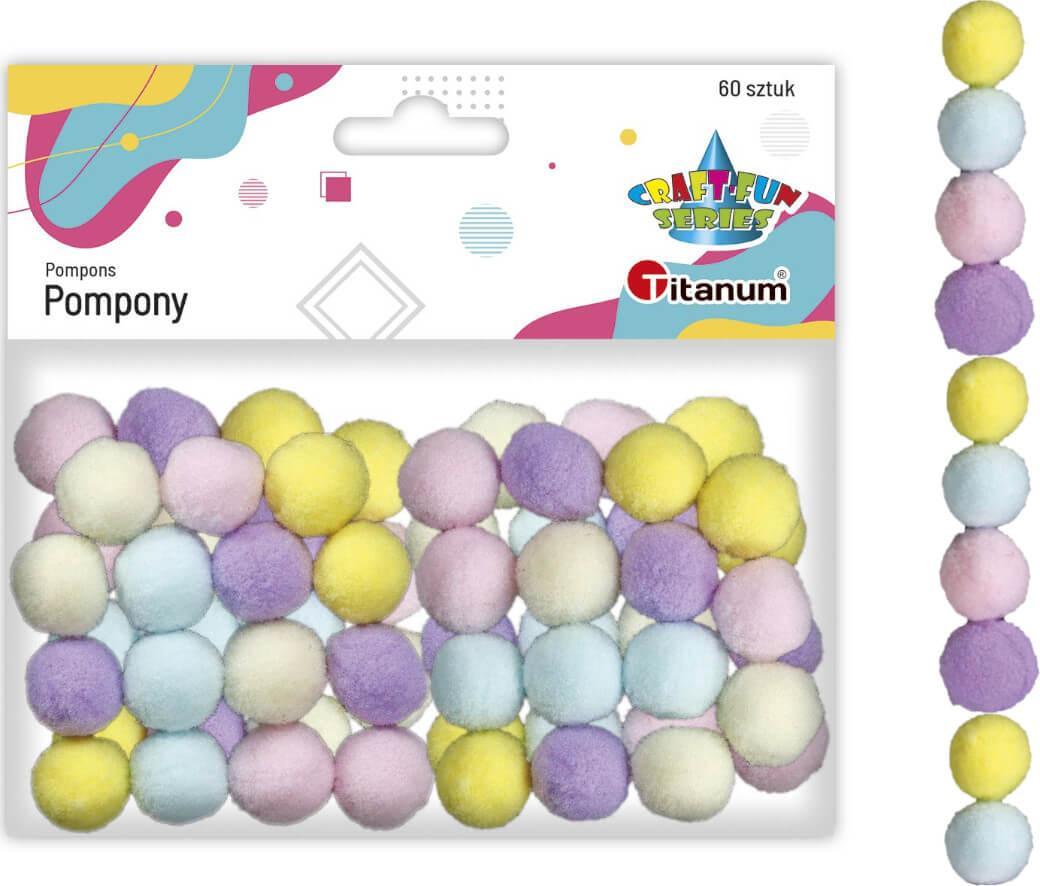 Titanum Pompony poliestrowe 16mm mix 60szt