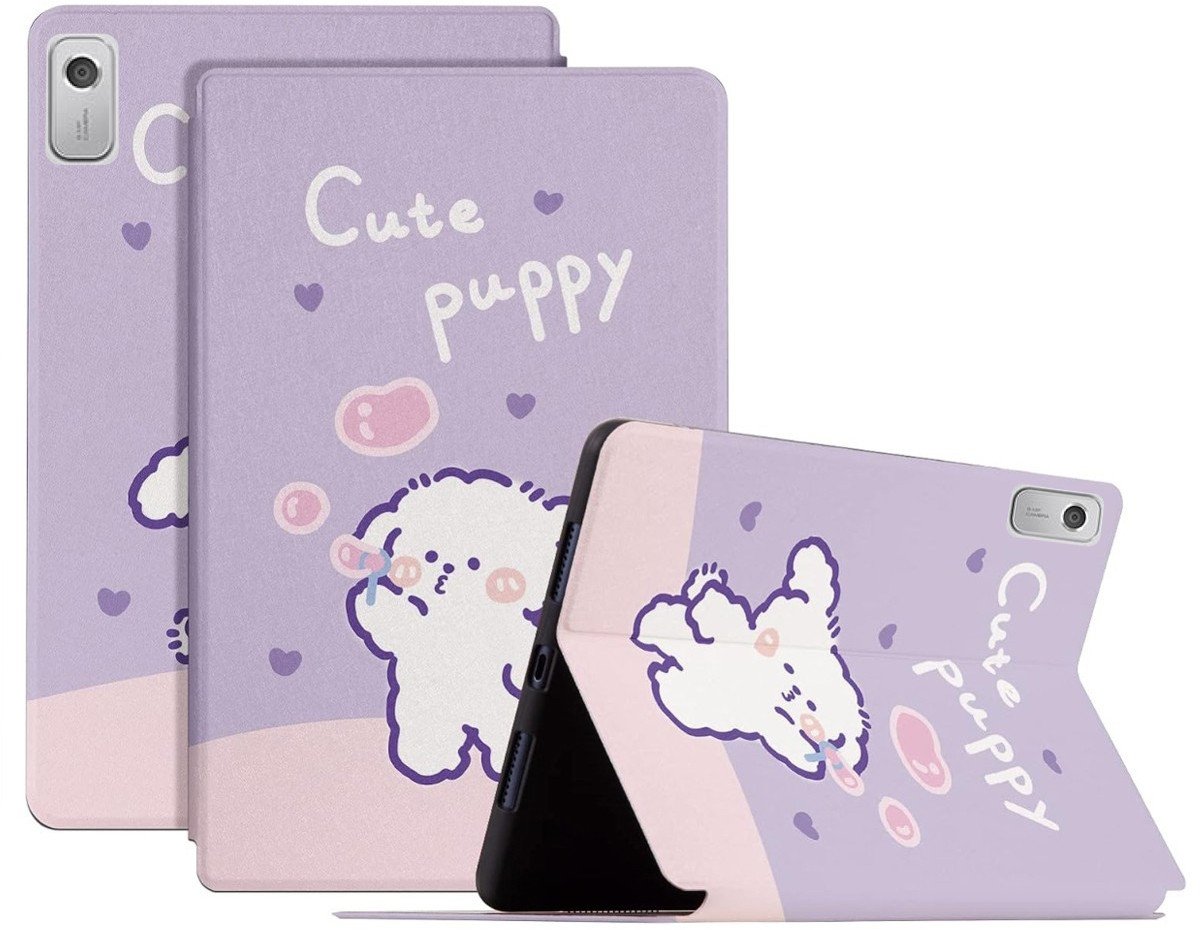 Etui do Lenovo Tab M9 2023 Slimcase, Fioletowe z Motywem Psa