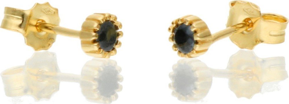 Rosanto Złote subtelne kolczyki sztyfty z onyksem 585 14k