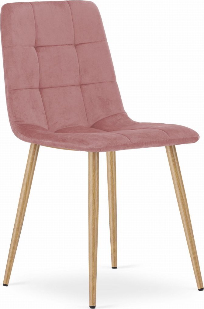 Leobert Krzesło KARA - różowy aksamit / nogi kolor drewna x 1
