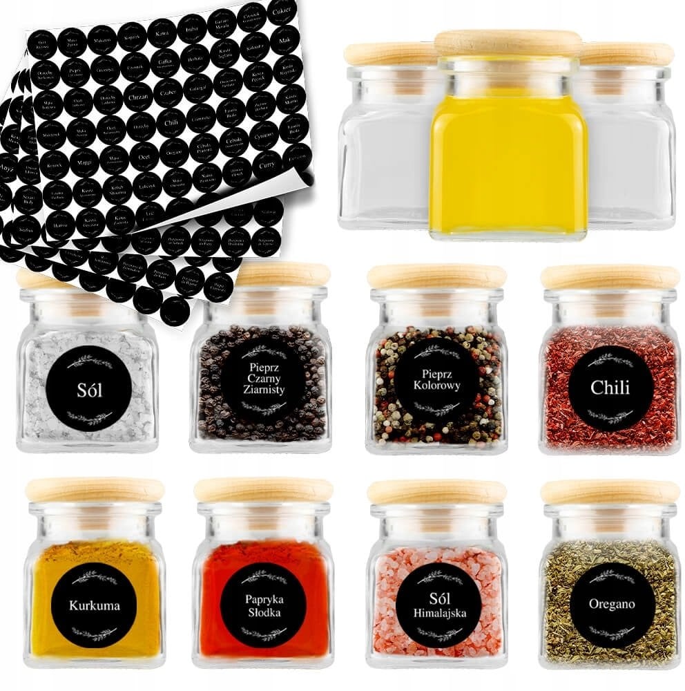 20X Słoik na przyprawy zioła świeczki herbata 120ML + 252 naklejki etykiety