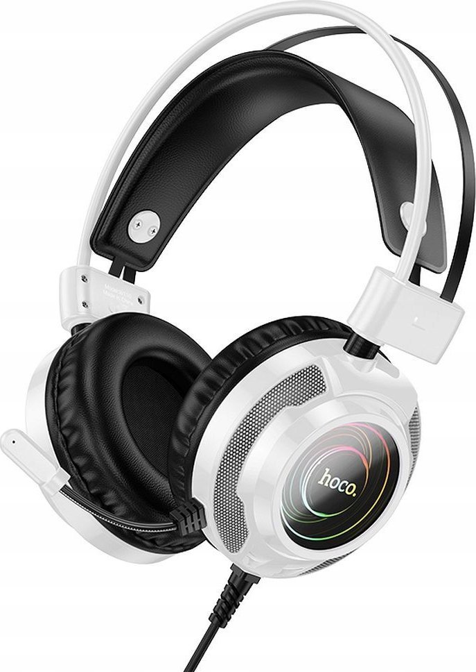 Słuchawki Hoco HOCO słuchawki przewodowe USB A + Jack 3,5 mm z mikrofonem gamingowe W110 2 m białe