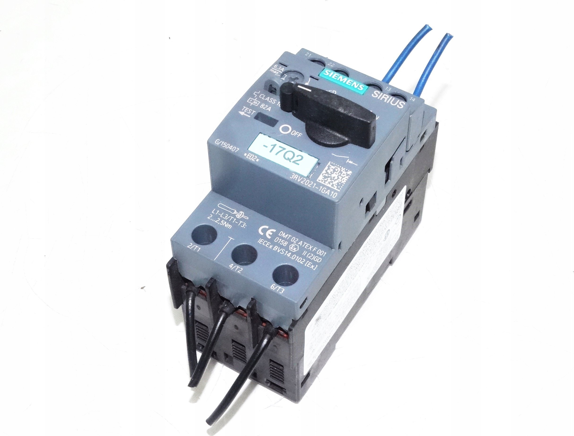 Siemens Wyłącznik silnikowy S0 CL10 4,5-6,3A 82A 3RV2021-1GA10