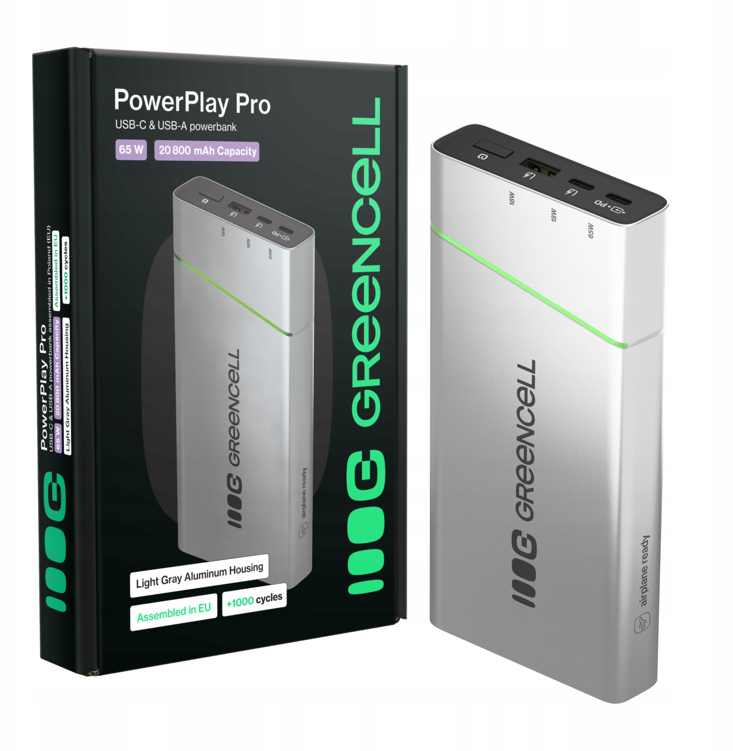 Powerbank Greencell PowerPlay Pro 20800mAh 65W – szybkie ładowanie, PD, Ultra Charge, produkcja w Polsce