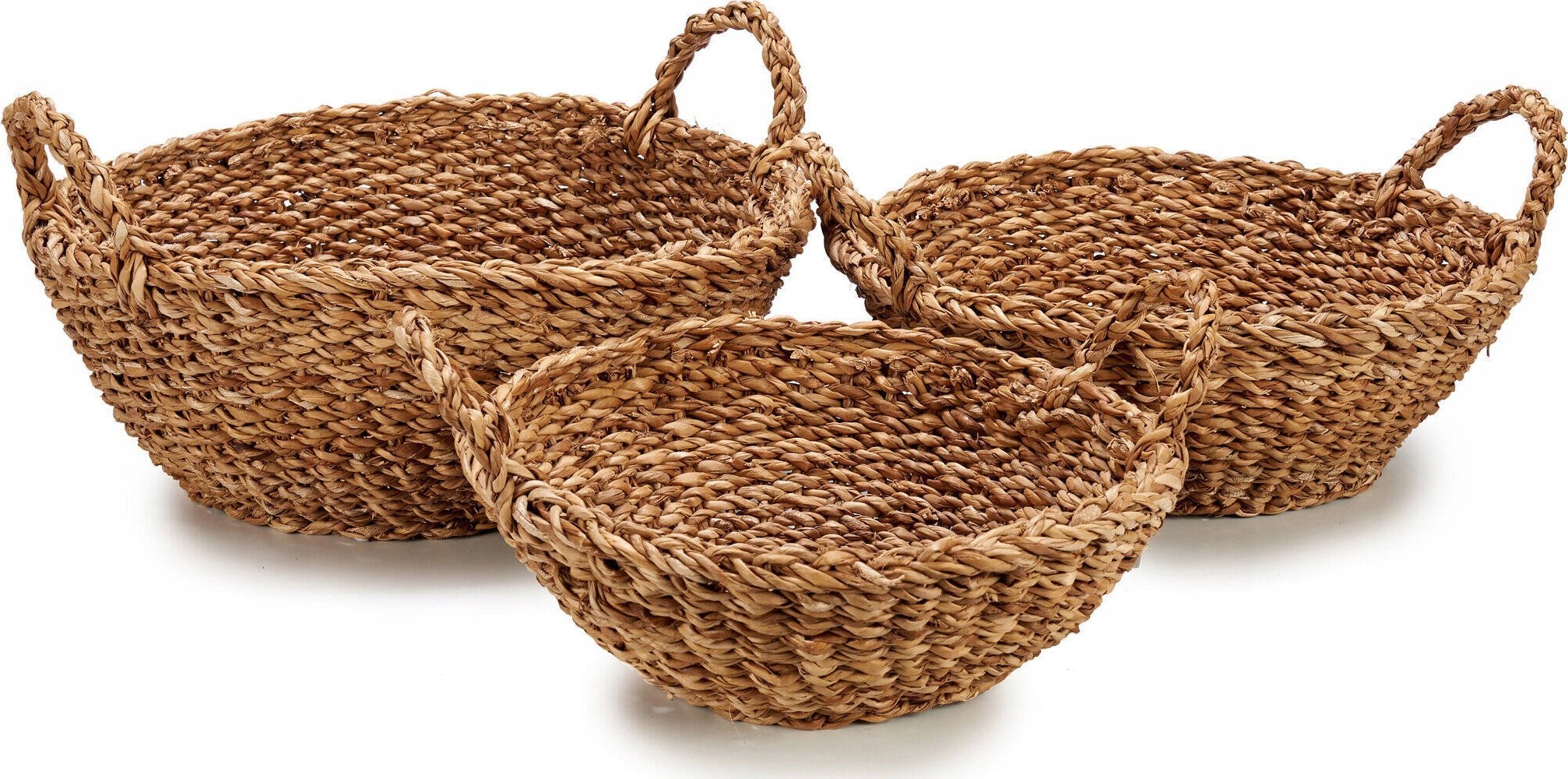 Giftdecor Okrągłe koszyki z trawy morskiej GOW, 3 sztuki