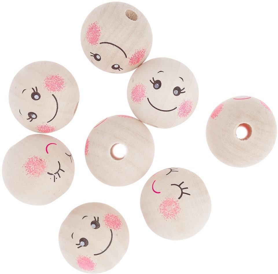 Koraliki drewniane kulki buźki 3cm 8szt