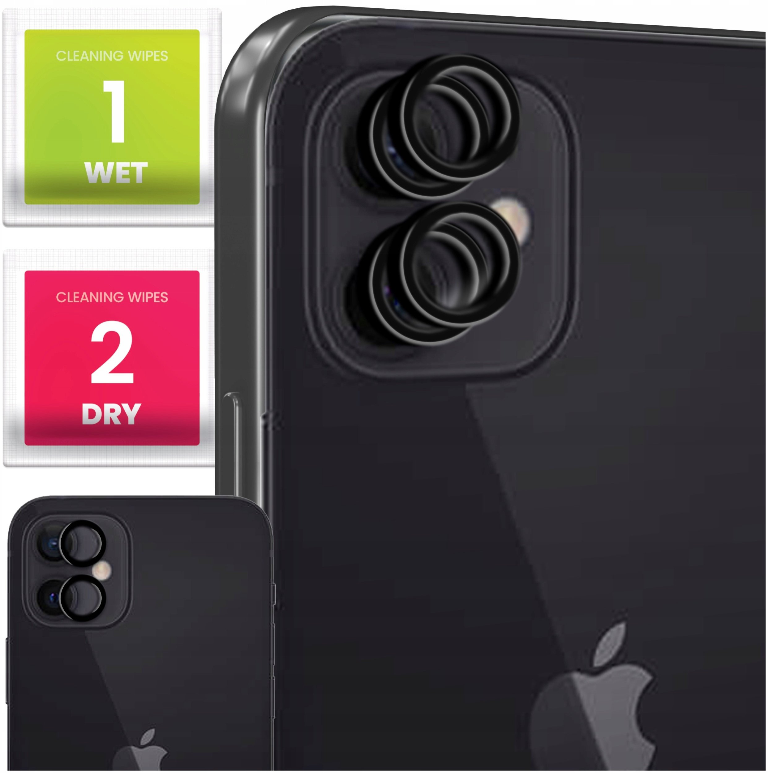 4x Szkło Na Aparat Do Apple iPhone 12 Mini / 12 / 11 (Na Obiektywy, Czarne)