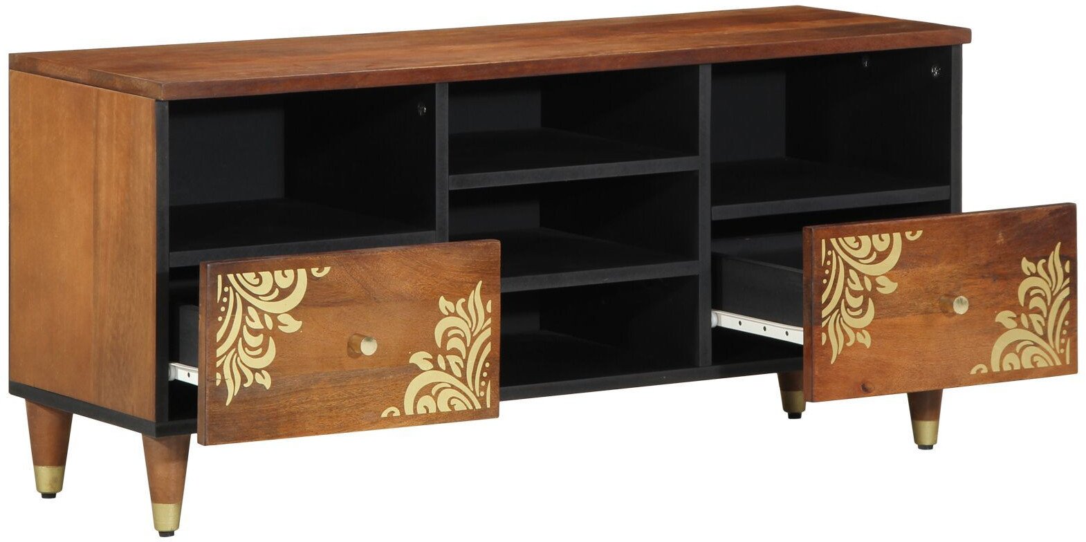 vidaXL Stolik RTV 100x33x46 cm z litego drewna mango