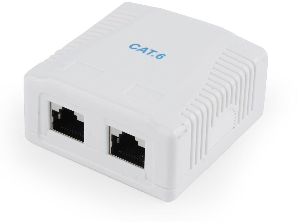 Gembird Gniazdo natynkowe ekranowane 2xRJ45, kat. 6, kompletne białe (NCAC-2F6-01)