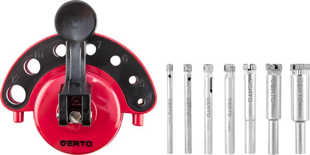 Verto Wiertła diamentowe 4-12 mm z prowadnicą, zestaw 8 szt. (60H840)