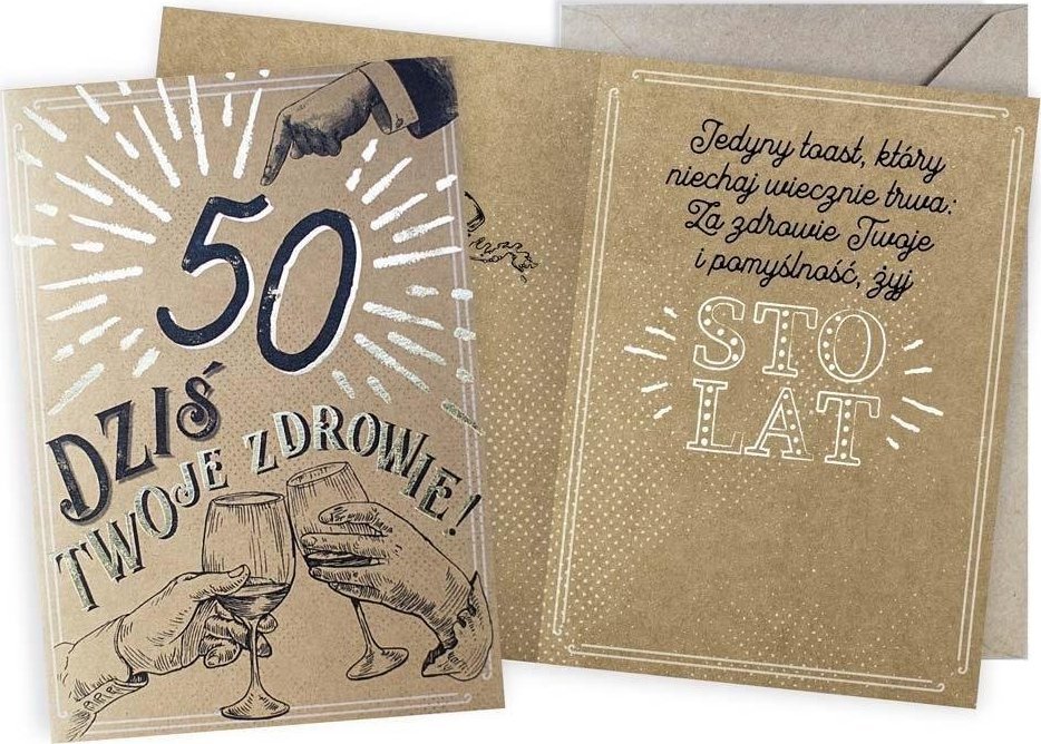 KUKARTKA Karnet Urodziny vintage 50