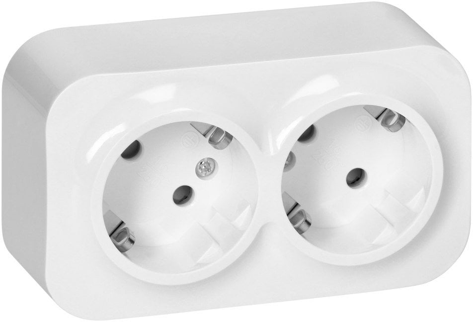 ToDo Gniazdo podwójne 2x2P+Z, 16A/230VAC, IP20,Schuko,Białe 10 sztuk