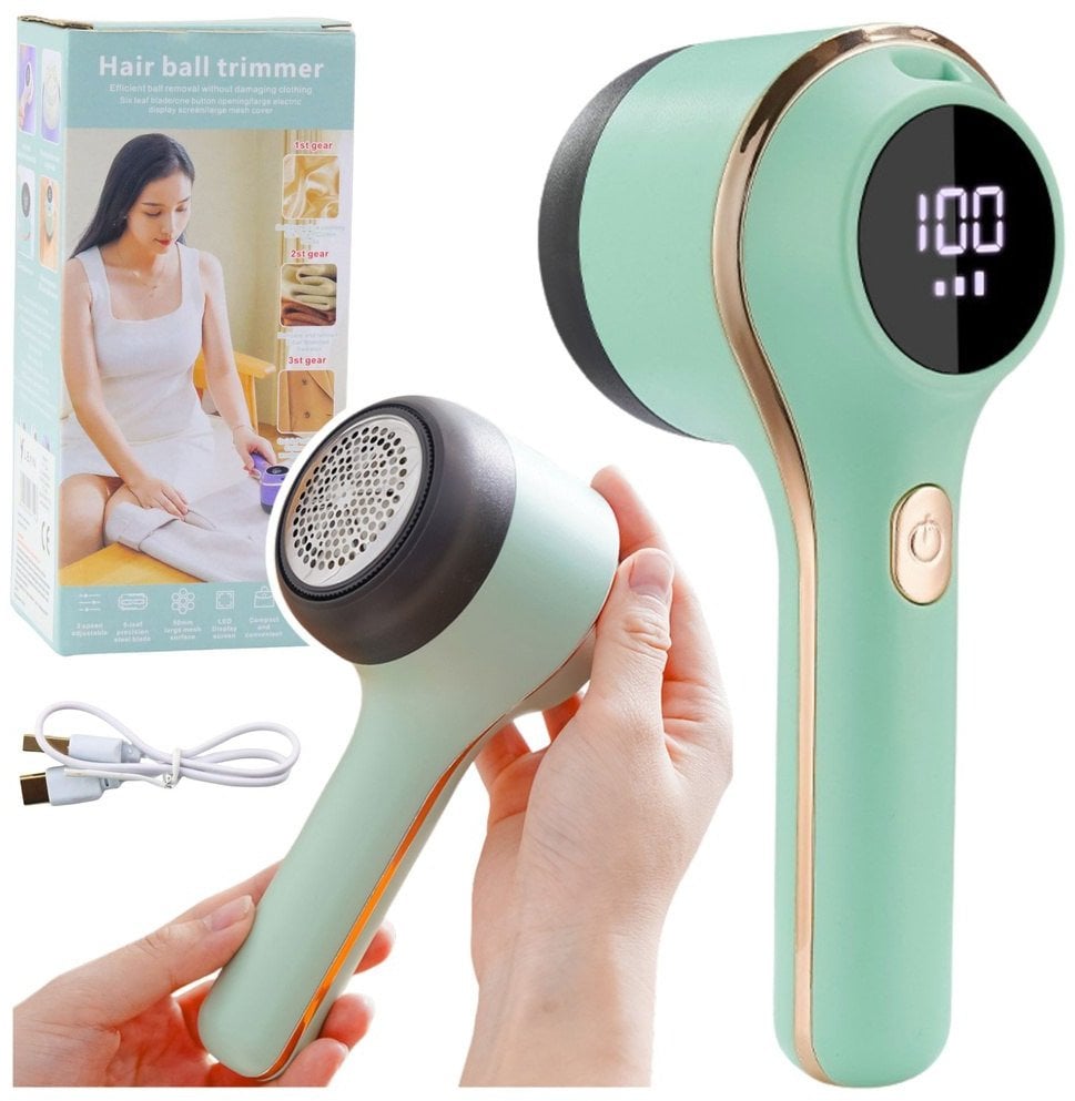 Elektryczna Golarka Do Tkanin Ubrań 3 Tryby Prędkości Zielona