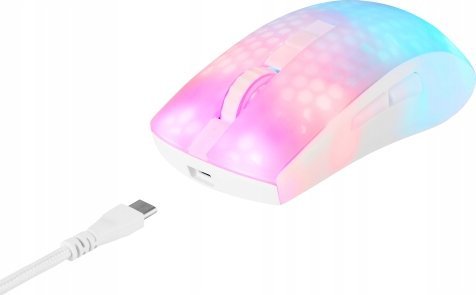 Mysz Deltaco Belaidė pusiau permatoma DELTACO GAMING pelė, RGB, itin lengva, balta / GAM-145-W