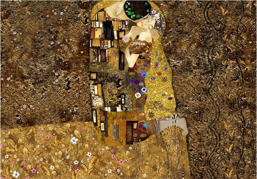 DecoNest Fototapeta - Inspiracja Klimtem: Złoty pocałunek - 200X140
