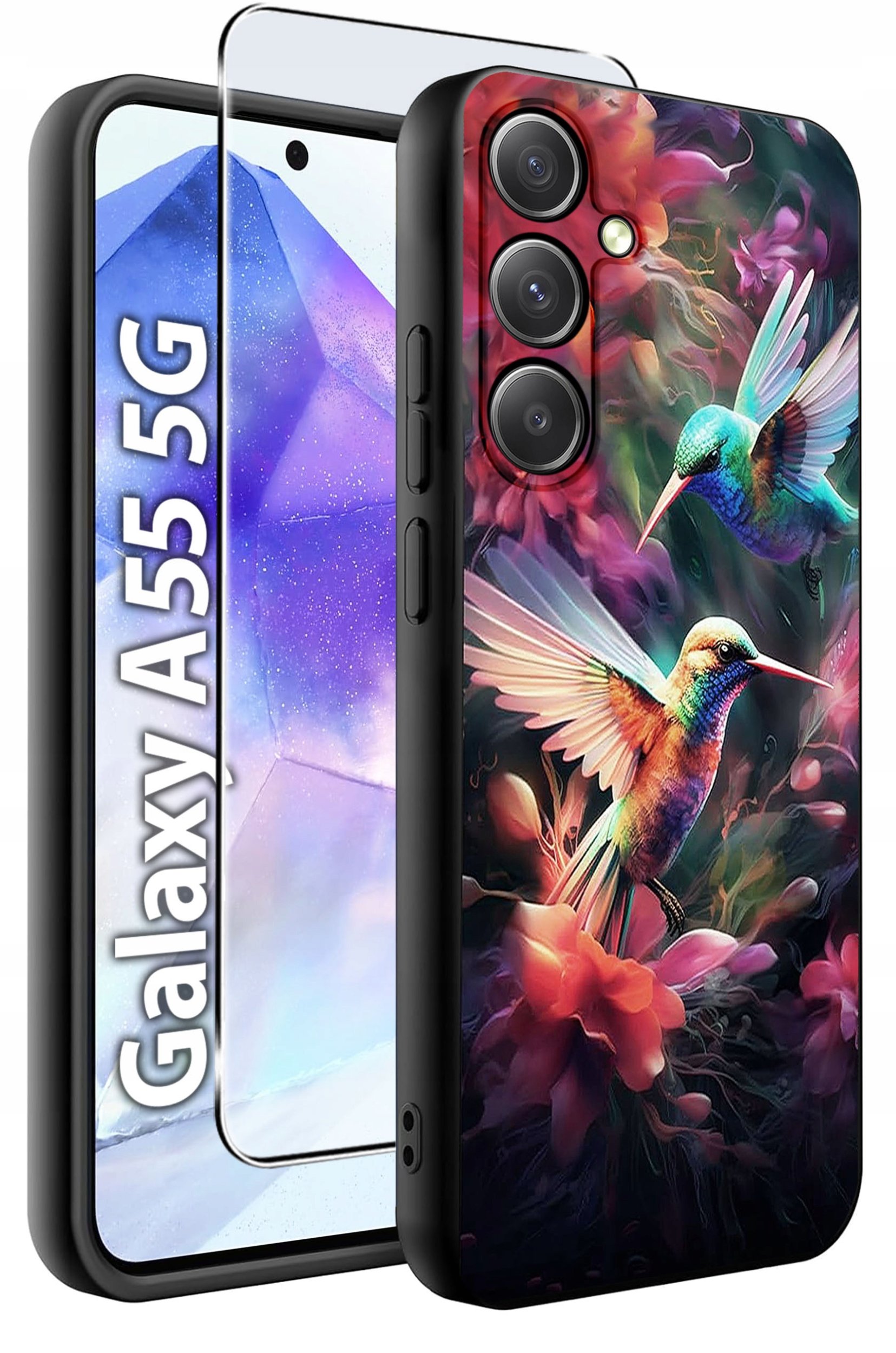 ETUI do Samsung A55 5G WZORY | SILIKONOWE MATT CASE + SZKŁO HARTOWANE 9H
