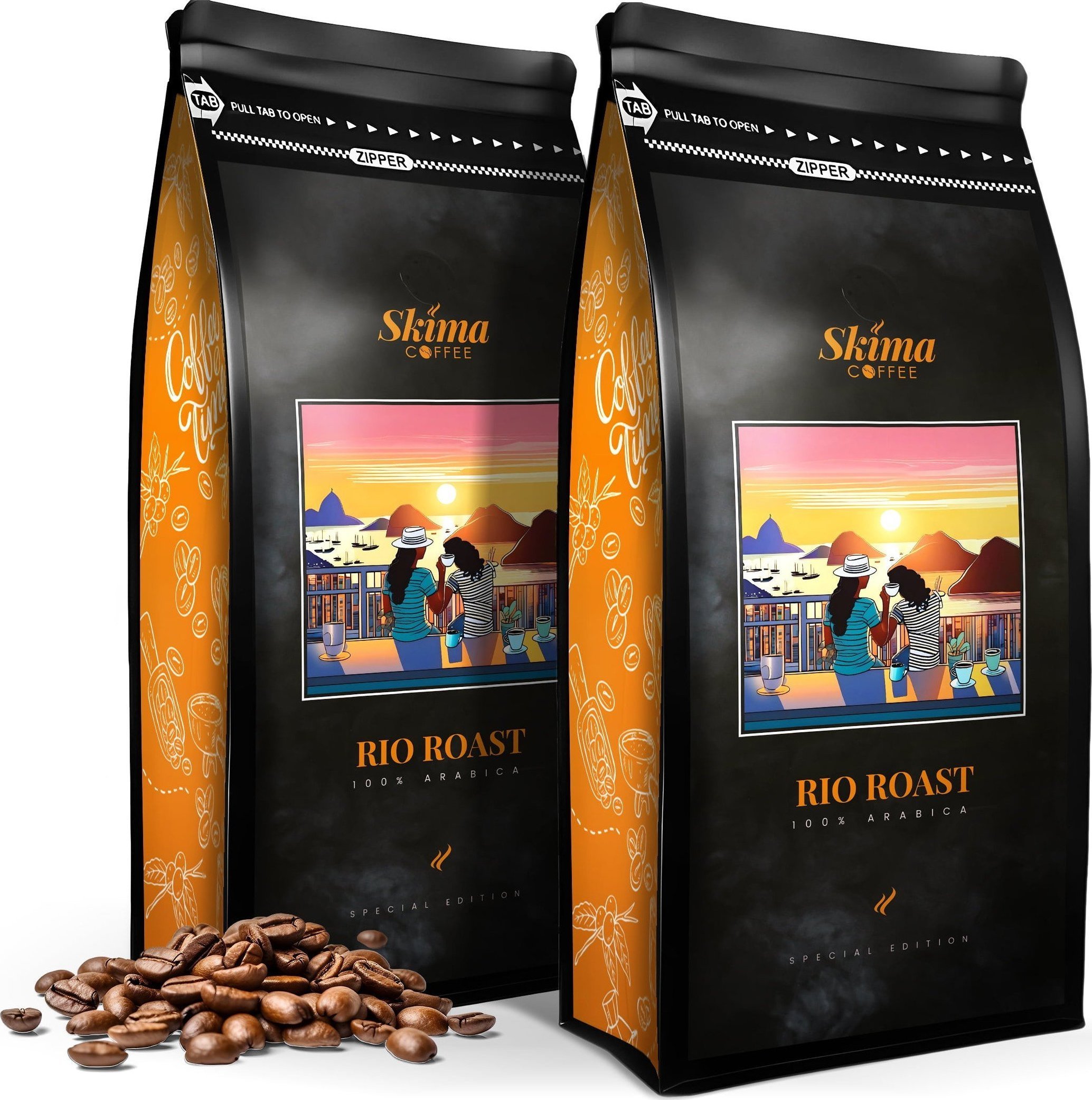 Kawa ziarnista SkimaCoffee Zestaw Kawa ziarnista 1kgX2 RIO ROAST(SPECIAL EDITION) 100% ARABICA Świeżo Palona do ekspresu