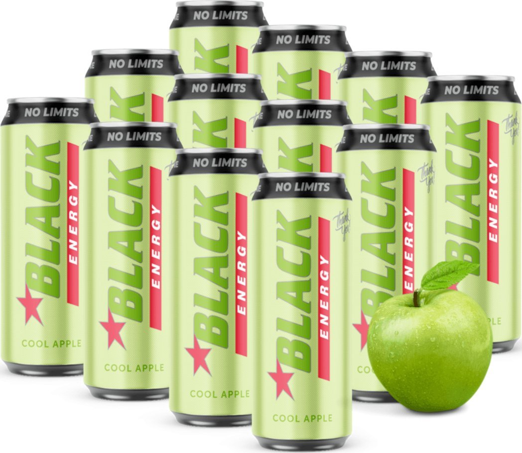 Black Black Energy No Limits Napój gazowany o smaku jabłko-mięta 500 ml x 12 sztuk