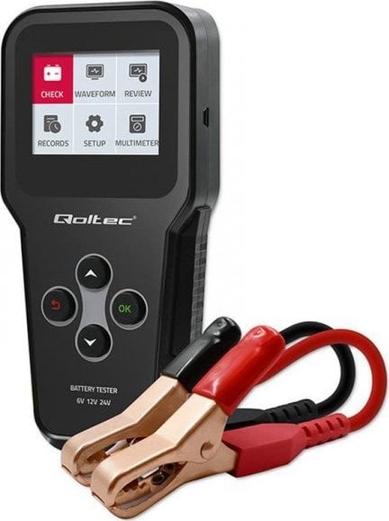 Tester cyfrowy Qoltec akumulatora 3w1 z LCD | Polskie Menu | 6V | 12V | 24V | 30Ah-200Ah