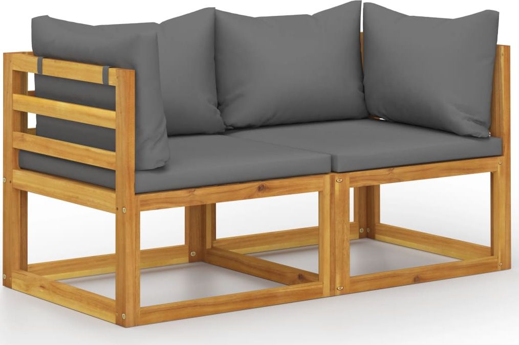 vidaXL 2-osobowa ławka ogrodowa z ciemnoszarymi poduszkami