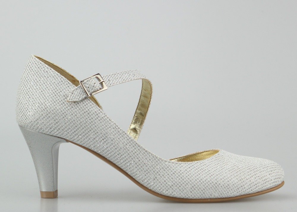 Butdam Czółenka ślubne z wycięciem srebrne Butdam-39