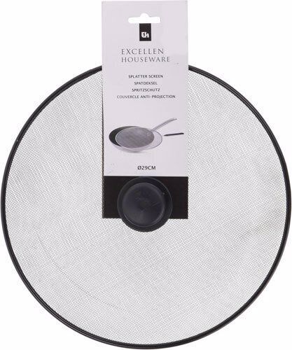 Excellent Houseware Pokrywka do patelni garnka siatka ochronna do smażenia przeciw pryskaniu 29 cm czarna