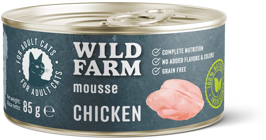 WILD FARM Mousse Chicken 85g - bezzbożowy mus dla kota