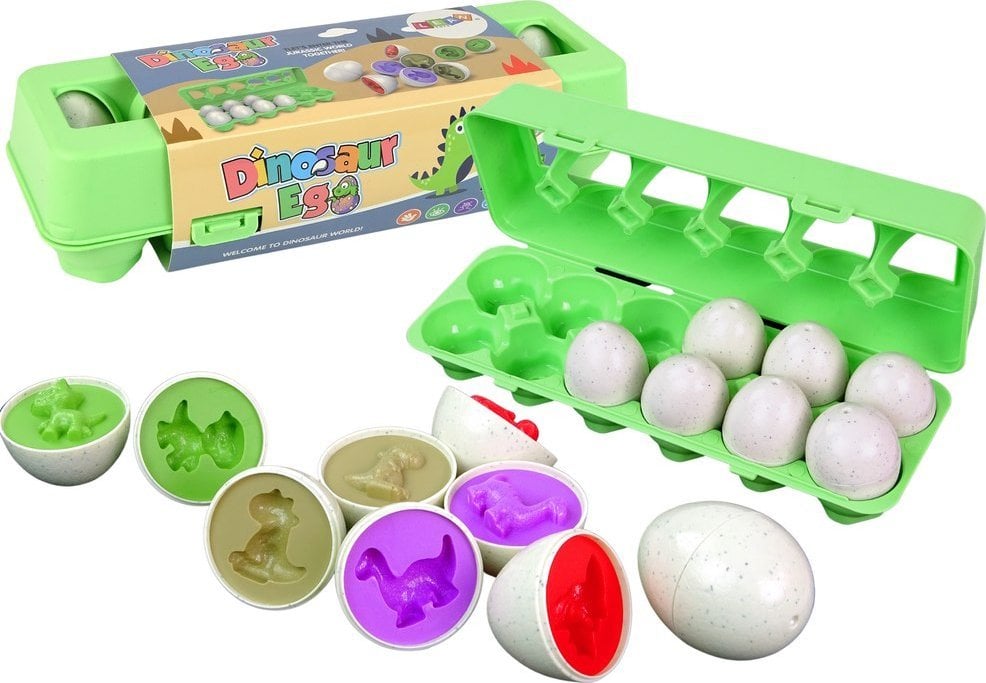 LeanToys Jaja Dinozaura Edukacyjny Sorter 12 Jaj Układanka Kształty LEAN Toys