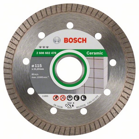 Bosch Tarcza tnąca diamentowa Best for Ceramic Extra-Clean Turbo 115 x 22mm - 2608602478