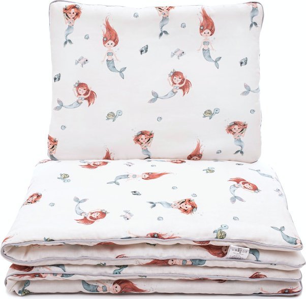 PULP BAMBOO Komplet pościeli z bawełny muślinowej 80x100cm- Syrenki