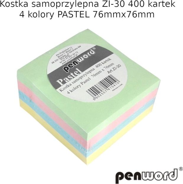 Polsirhurt Kostka samoprzyl. pastel 76mmx76mm ZI-30 400 kartek