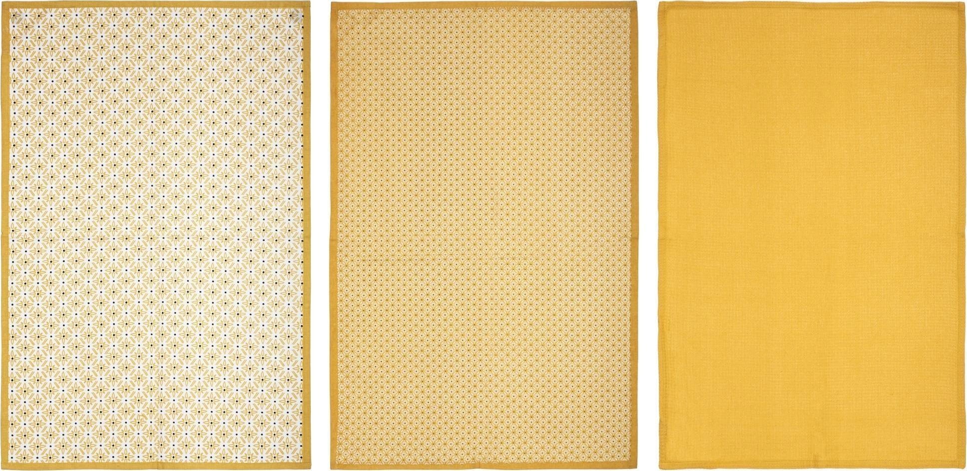 Atmosphera Ręczniki kuchenne z printem, 45 x 70 cm, 3 sztuki, żółte